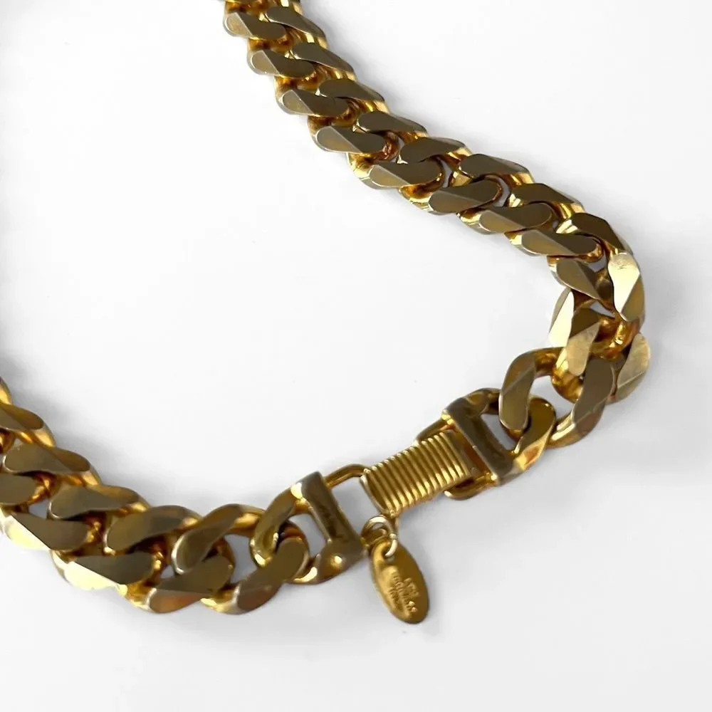Vintage Les Bernard Chunky Gold Wheat Chain Necklace